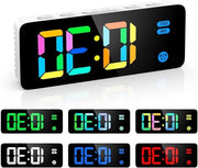 Wekker digitale con schermo LED arcobaleno per camerini dei bambini - 4 livelli di luminosità e 3 livelli di volume - modalità sonno (incluso cavo USB da 15 m)