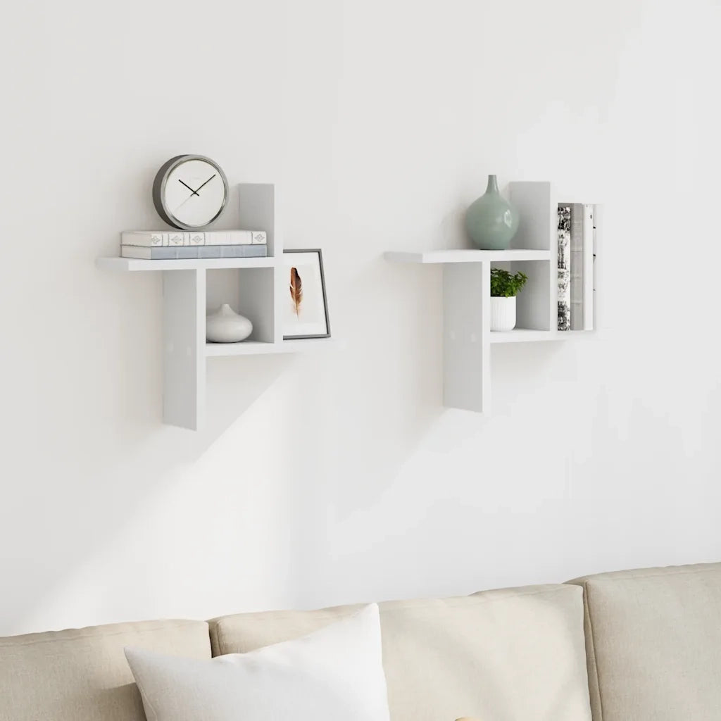 Mensole a Muro 2 pz Bianche 38x12x38 cm in Truciolato 853245
