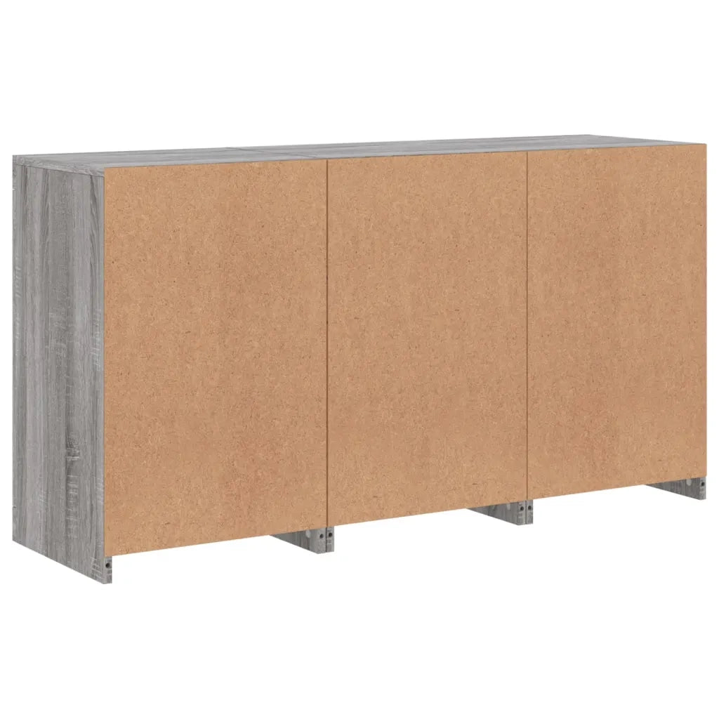 Credenza | Madia | Buffet da pranzo | Armadio da pranzo con Luci LED Grigio Sonoma 123x37x67 cm