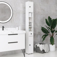 Mobile a Colonna Bagno 20x20x180 cm Design Slim in Legno Bianco
