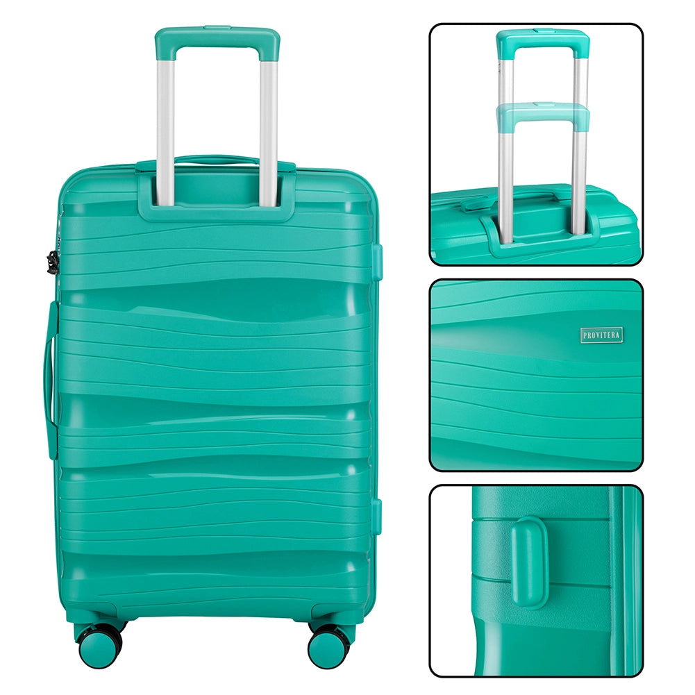 Set 4 Valigie Rivestimento Rigido in Polipropilene Verde Maniglia Telescopica