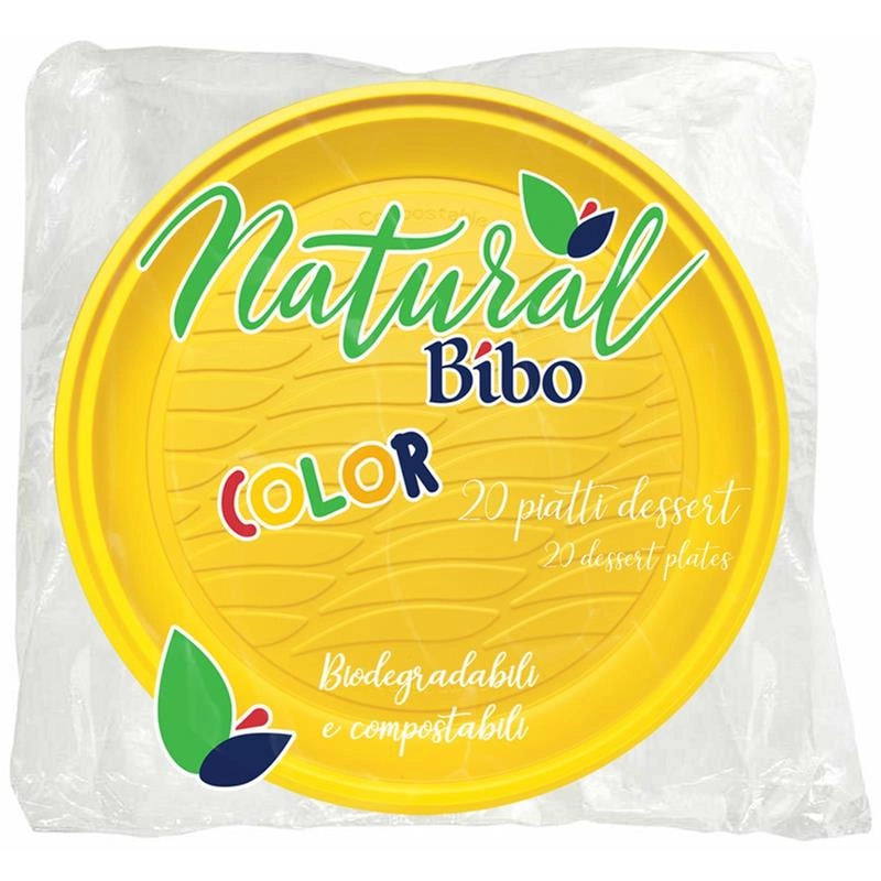 MAURY'S BIOPLASTIC PIATTI DA DESSERT DIAMETRO 17CM 20 PEZZI IN COLORAZIONE GIALLA