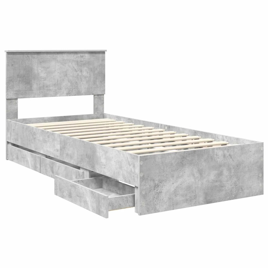 Struttura del letto con cassetto Grigio cemento 90 x 200 cm 3410745