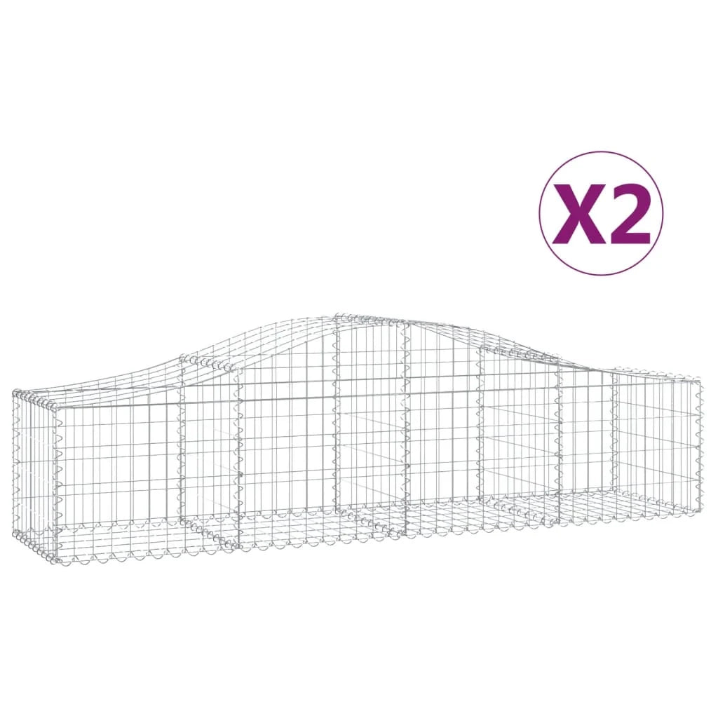 Set di 2 gabbioni ad arco per recinzione gabbia o muro di contenimento 200 x 50 x 40/60 cm ferro zincato argento 02_0041359