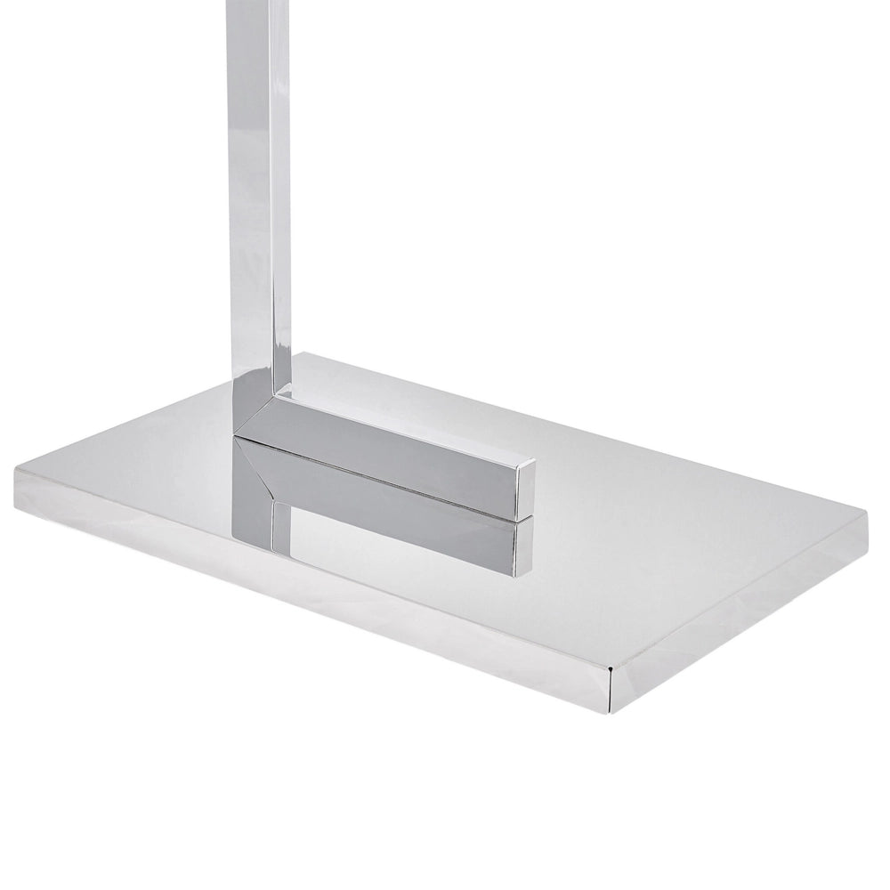 Porta asciugamani in acciaio argento lucido 2 binari Accessori bagno Porta asciugamani in piedi dal design moderno