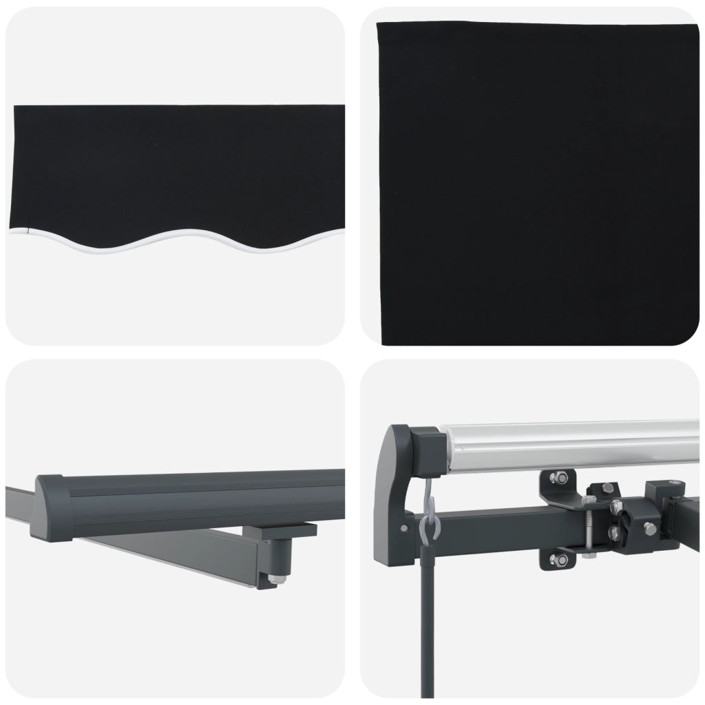 Tenda retrattile manuale  con LED nera 300x250 cm
