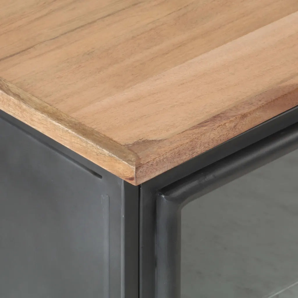Comodino-Tavolino da notte Grigio 40x30x50 cm in Legno Massello di Acacia