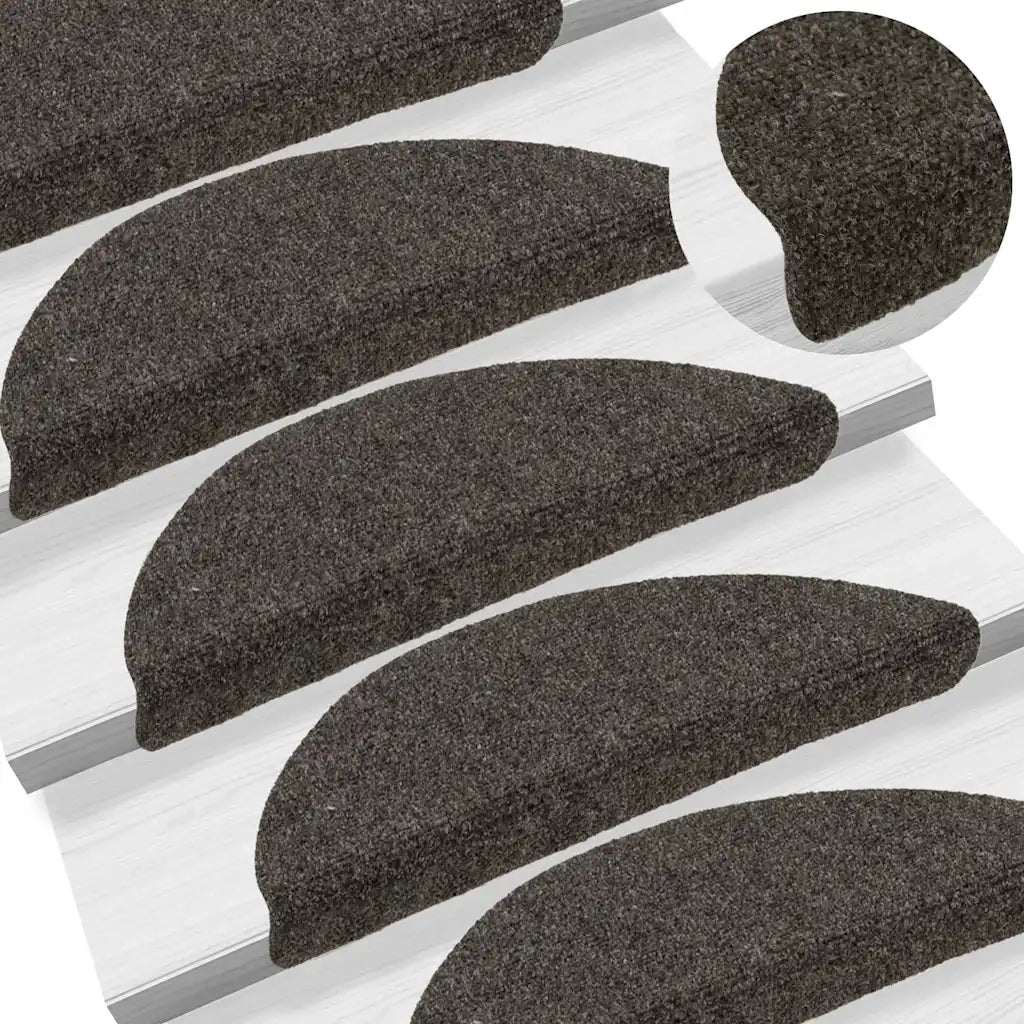 Tappetini per scale autoadesivi 10 pz 56x17x3 cm antracite semicircolari 149691