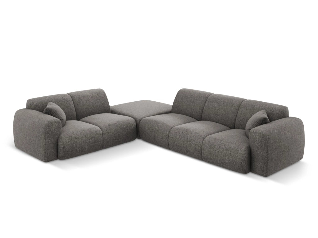 Cosmopolitan Design - Divano angolare sinistro "Nolio" 4 posti in ciniglia grigio 