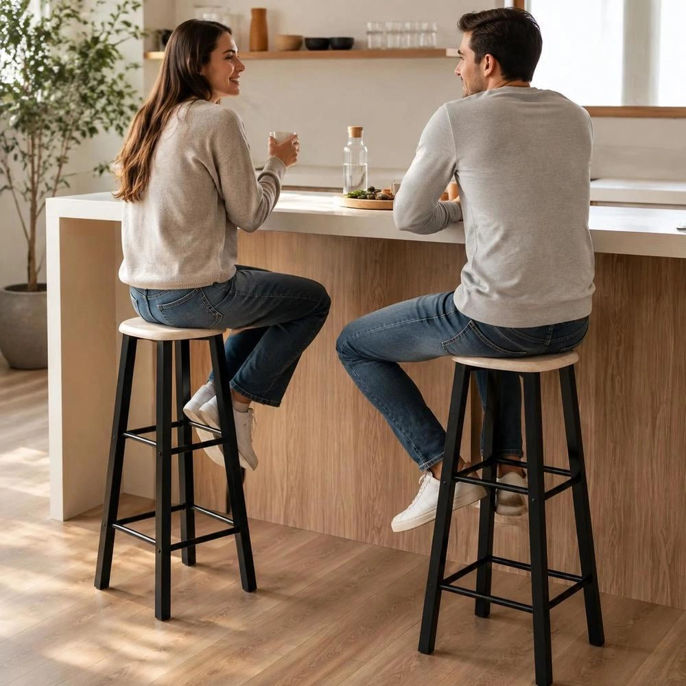 Bar Stools, 2 Pieces, Black MDF