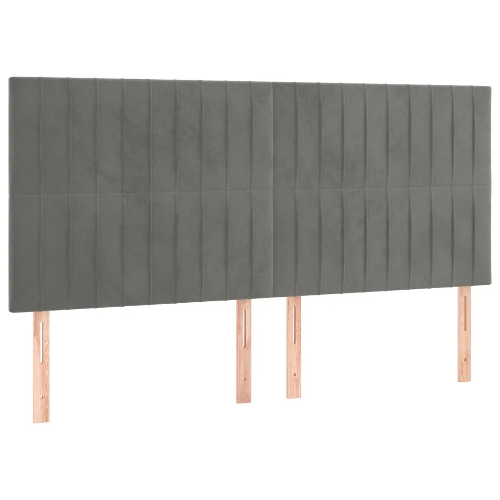 Testiera a LED Grigio Chiaro 200x5x118/128 cm in Velluto 3122728