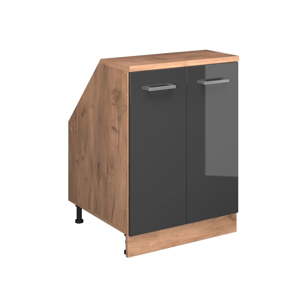 Mobile sottotetto Rion Antracite lucido/Rovere dorato 60 x 83.8 cm con 2 porte, carcassa 60 cm profondità Vicco