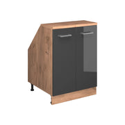 Mobile sottotetto Rion Antracite lucido/Rovere dorato 60 x 83.8 cm con 2 porte, carcassa 60 cm profondità Vicco