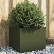 Fioriera da Giardino Verde Oliva 32x30x29 cm in Acciaio