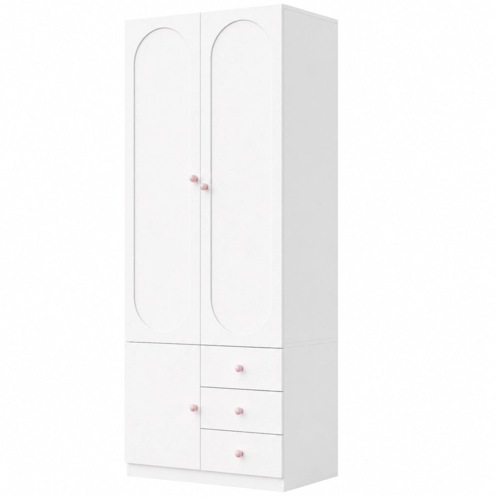 Armadio per cameretta 2 ante con 3 cassetti 80x50x200 cm bianco HAVRYA