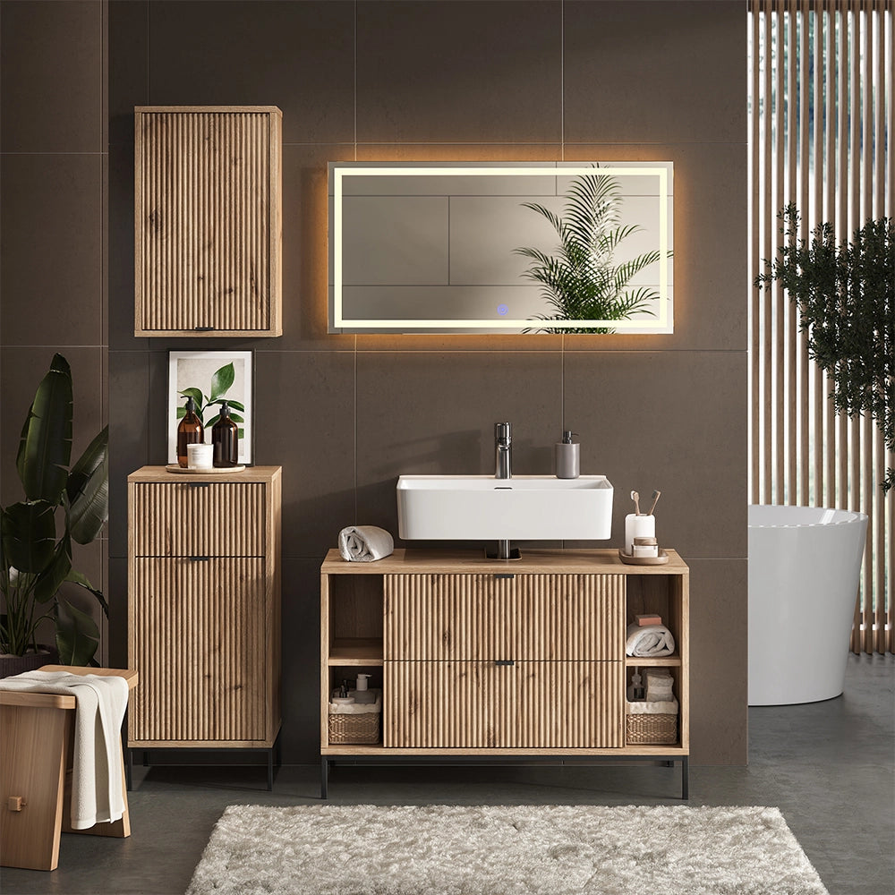 Vicco Set di mobili da bagno Quercia vichinga 4 parti