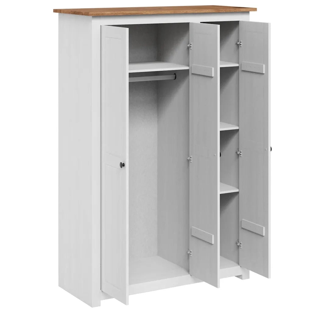 Armadio a 3 Ante Bianco 118x50x171,5cm in Pino Panama Range 282663