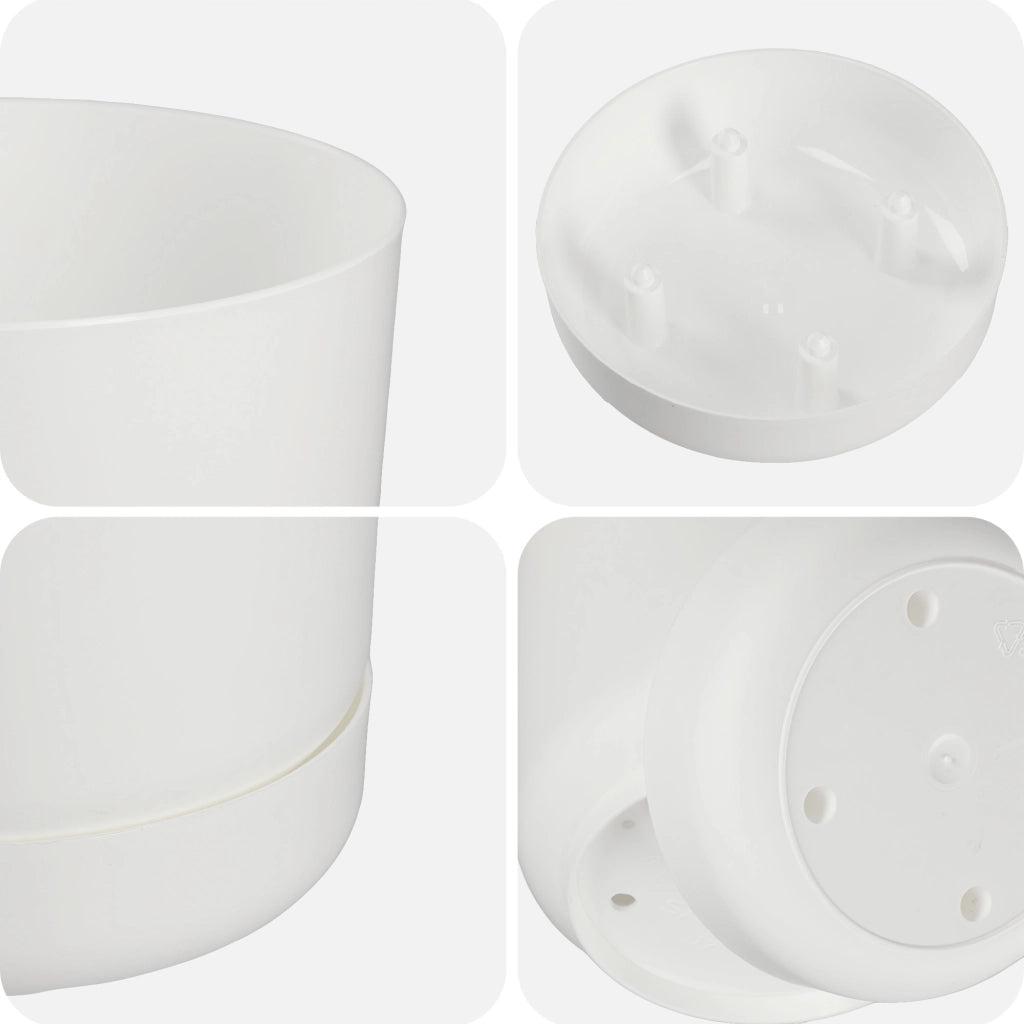Vaso da fiori KADAX con supporto, coperchio, ciotola rotonda, 15 cm, bianco opaco