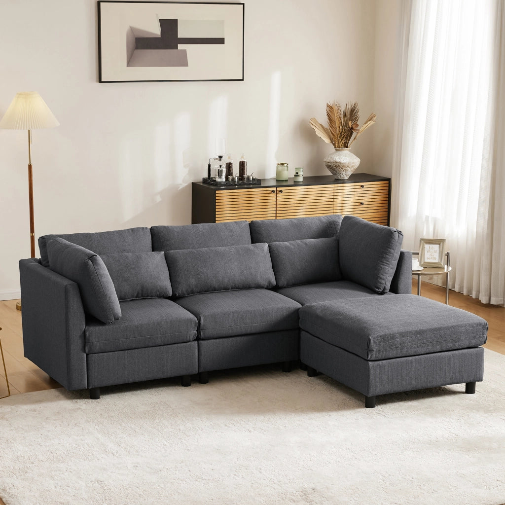 Divano Angolare 3 Posti con Poggiapiedi ¨C MINIMAL ¨C L-shape, Chaise Longue