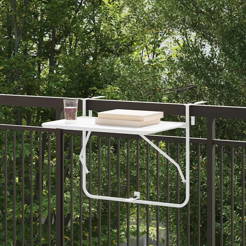 Tavolo Appeso da Balcone Bianco 60 x 39 x 65 cm Acciaio 42008074