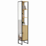 IDMarket - DETROIT Mueble de baño de 1 puerta con espejo y estantes de diseño industrial