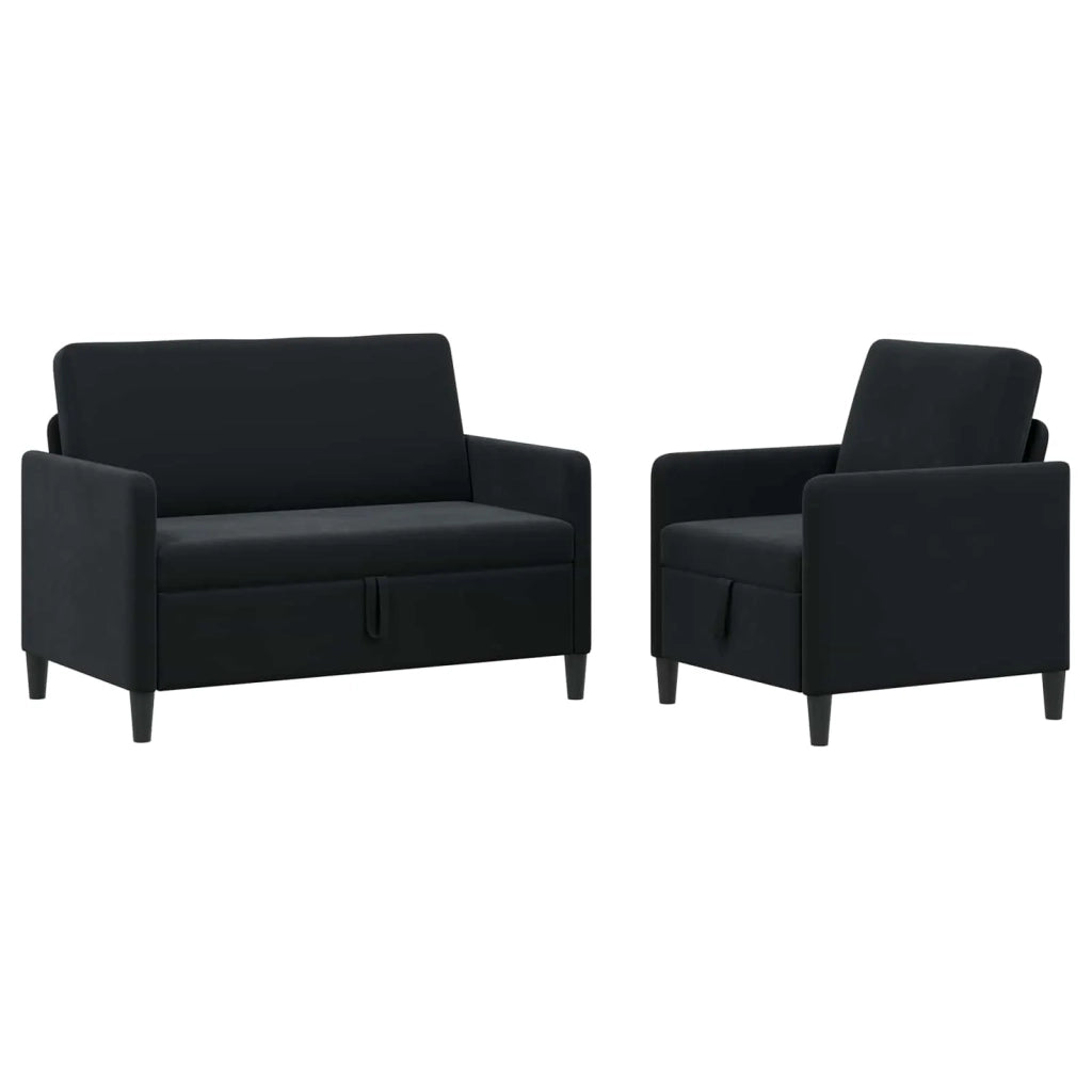 Set di Divani con Storage 2 pz Nero Poliestere 3429168