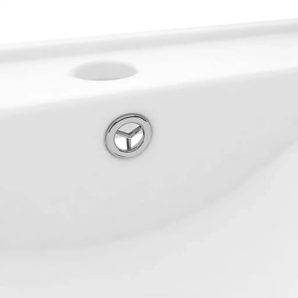 Lavandino-Lavello con Foro Rubinetto Bianco Opaco 60x46 cm in Ceramica