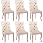 Set di 6 sedie da pranzo con schienale alto e capitonné in velluto beige