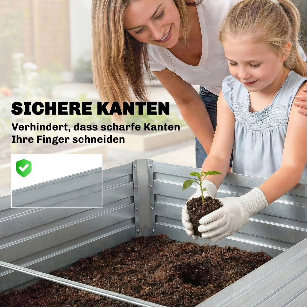 Set 2 Fioriere Rialzate Zincate 180x90x60cm ¨C Xylo ¨C Metallo Argento Giardino Esterno
