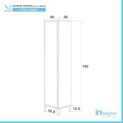 Colonna bagno porta scopa da 40 cm linea Way in rovere chiaro