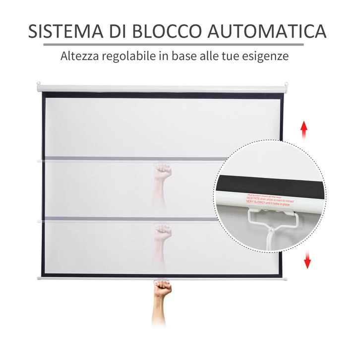 Easycomfort Telo per Proiettore da 100" Formato 16:9/4:3 ad Altezza Regolabile, 210x8.6x7 cm, Bianco e Nero