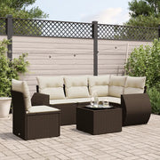 Set Divano da Giardino 6 pz con Cuscini Marrone in Polyrattan 3221382