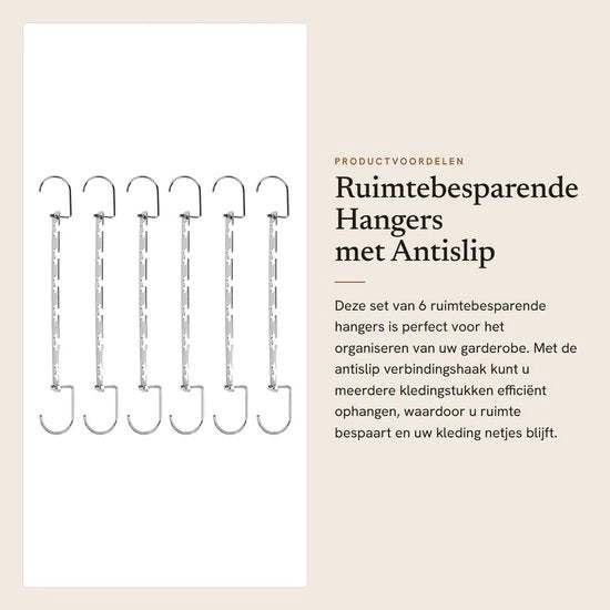 Hanger da Cappotto 6 pezzi - Hanger Metallico - Hanger Spaziale - Hanger Antiscivolo - Orizzontale/Verticale - Elevato Carico Portante - Hanger da Abito