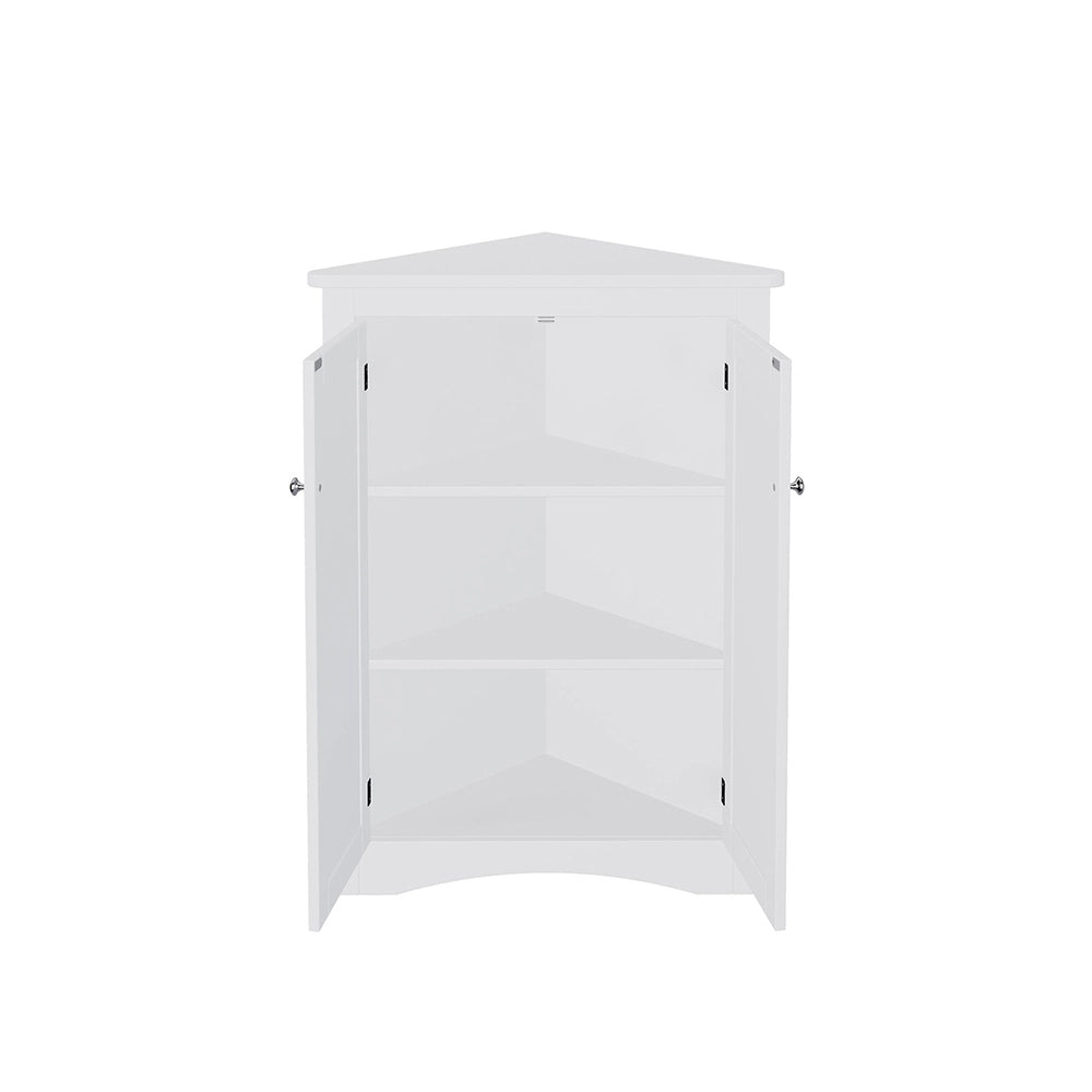 Armadio angolare per bagno - Xylo - 61,5 x 90 cm - Bianco - 2 ante, 3 ripiani, MDF laccato