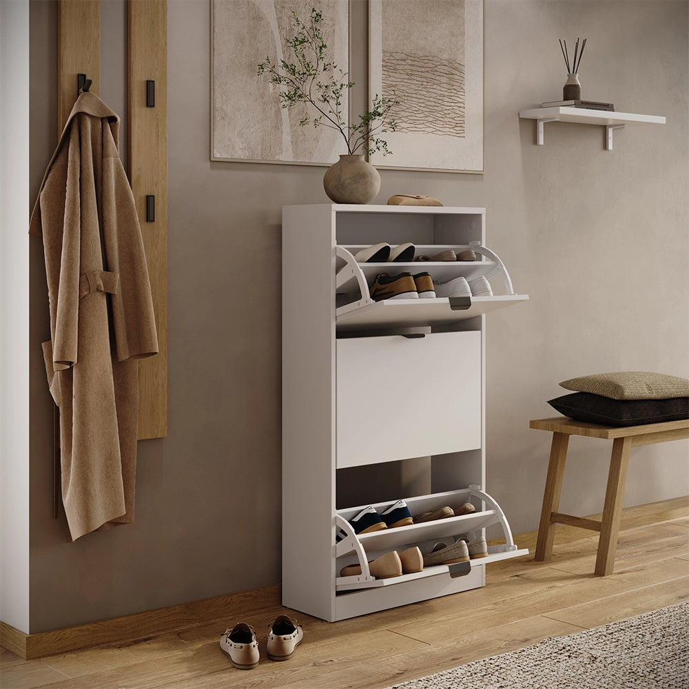 Scarpiera da ingresso Gizmo Bianco/Nero 59 x 112 cm con 3 scomparti Vicco