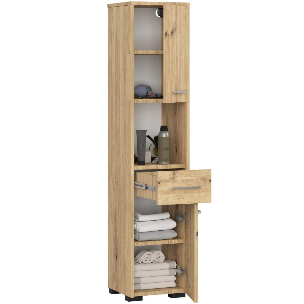 Colonna da bagno AKORD FIN Quercia Artisan 30 cm 2 ante 1 cassetto 30x30x140 cm