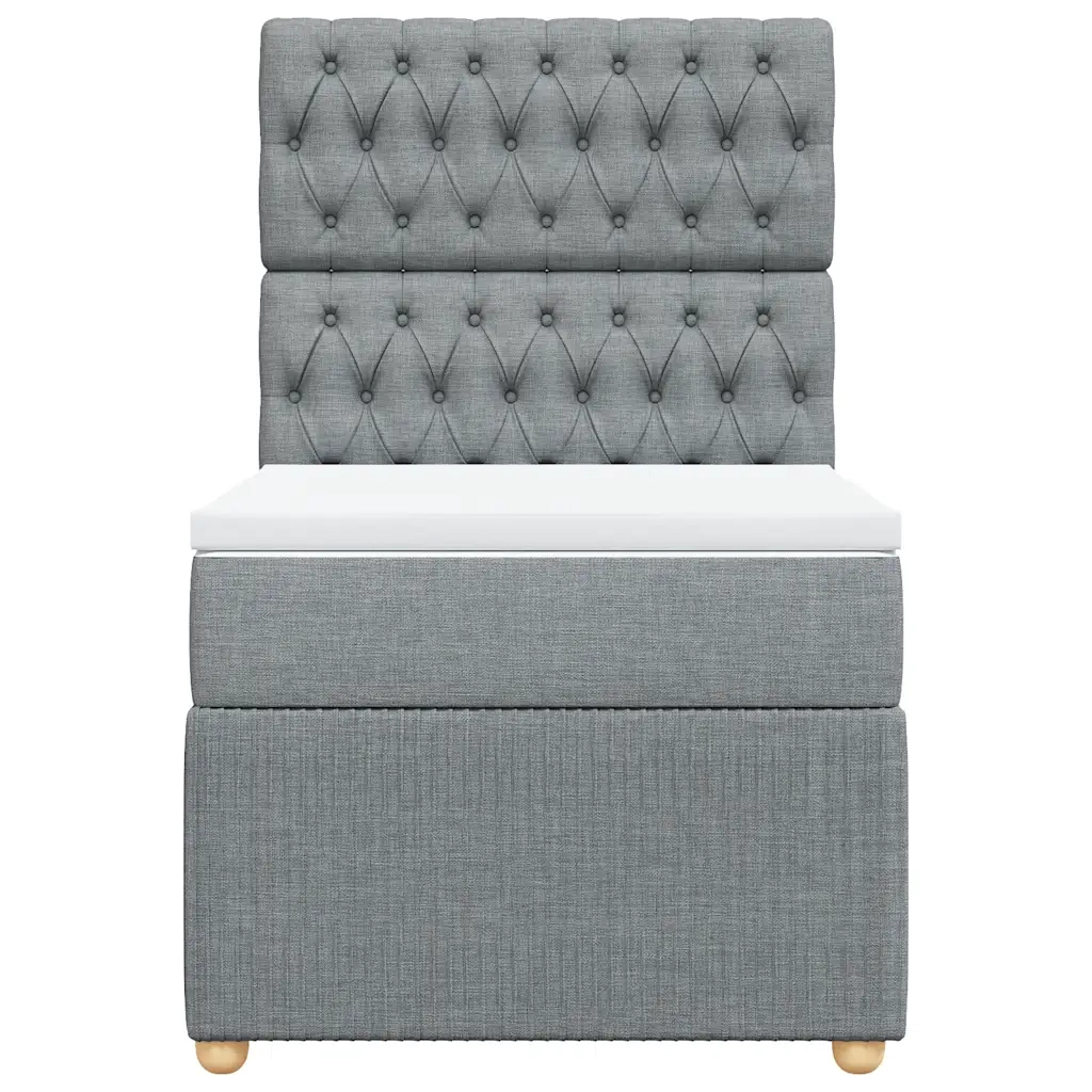 Giroletto a Molle con Materasso Grigio Chiaro100x200 cm Tessuto