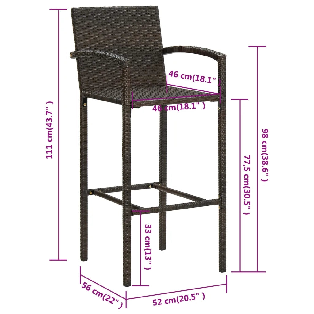 Sgabelli da Bar 2 pz in Polyrattan Marrone 362580