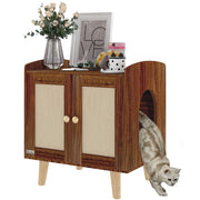 Tavolino per gatti con porta e tappetino in sisal ¨C zephmum ¨C Marrone 55x43x59,6 cm