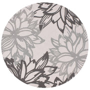 Tappeto rotondo moderno per interni e per esterni con motivo floreale 120 cm Grigio moderno balcone patio