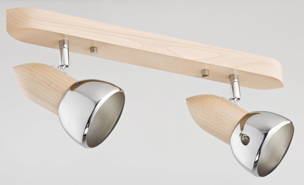 Faretto soffitto orientabile legno cromo 2xE27 Alfa Spark
