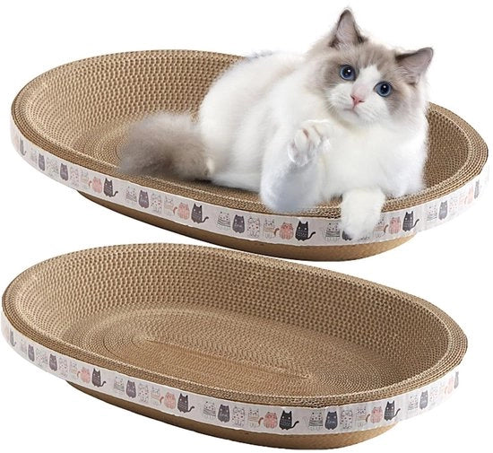 Due pezzi di piatto per gatto - Piatto ovale rotondo per gatto, piatto per gatto per protezione dei mobili, divano e letto - Mobili per gatto per giocattoli di addestramento (47 * 32 cm)
