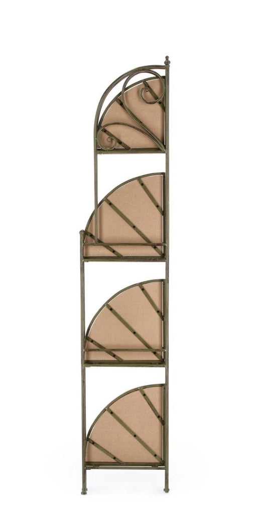 Scaffale Angolare 4 Ripiani 48x35x165,5 cm in Acciaio Guenda Verde Scuro