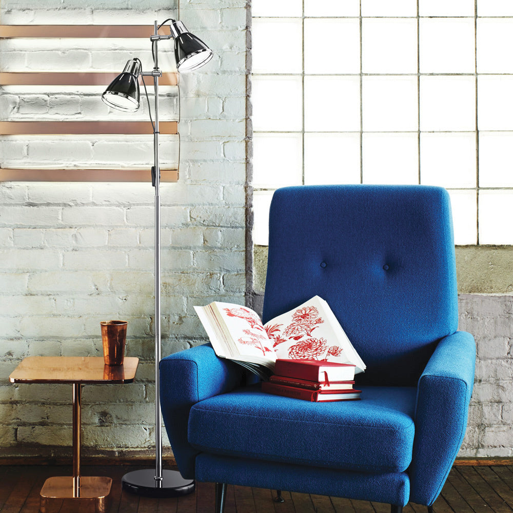 Piantana Moderna Elvis Metallo Nero 2 Luci E27