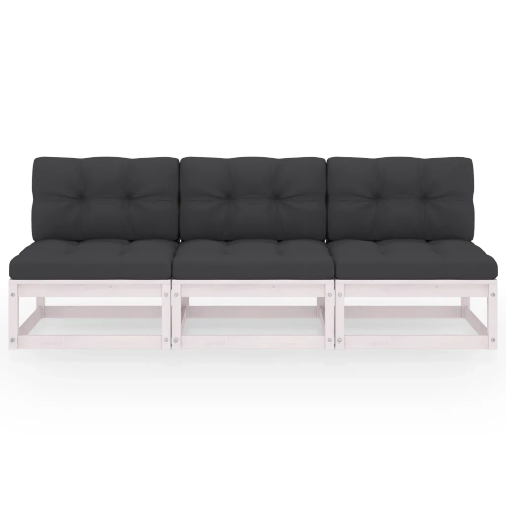 Divano a 3 Posti con Cuscini Legno Massello di Pino 3076350