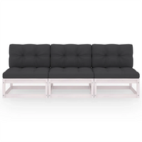 Divano a 3 Posti con Cuscini Legno Massello di Pino 3076350