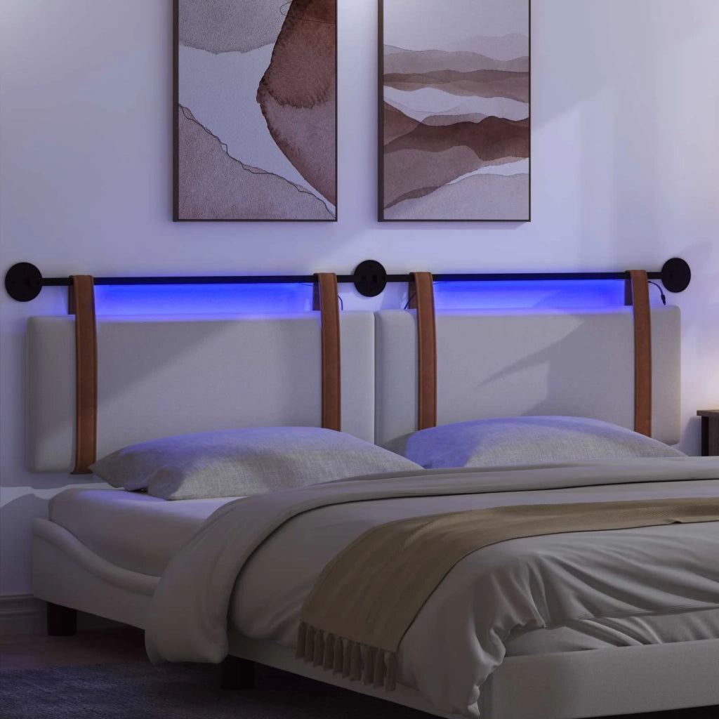 Testiera sospesa Con luce LED Bianco PU Antico 3424053