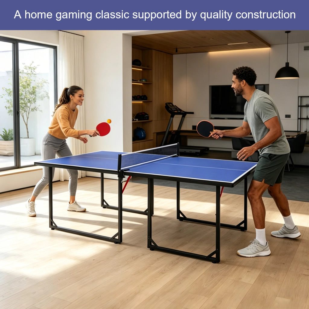 TAVOLO DA PING PONG PIEGHEVOLE 182x91x76,2 cm MDF Nero/Blu Set completo