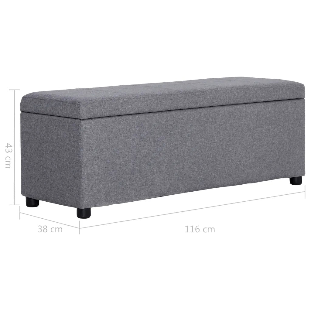 Panca con Vano Portaoggetti 116 cm Grigio Chiaro in Poliestere