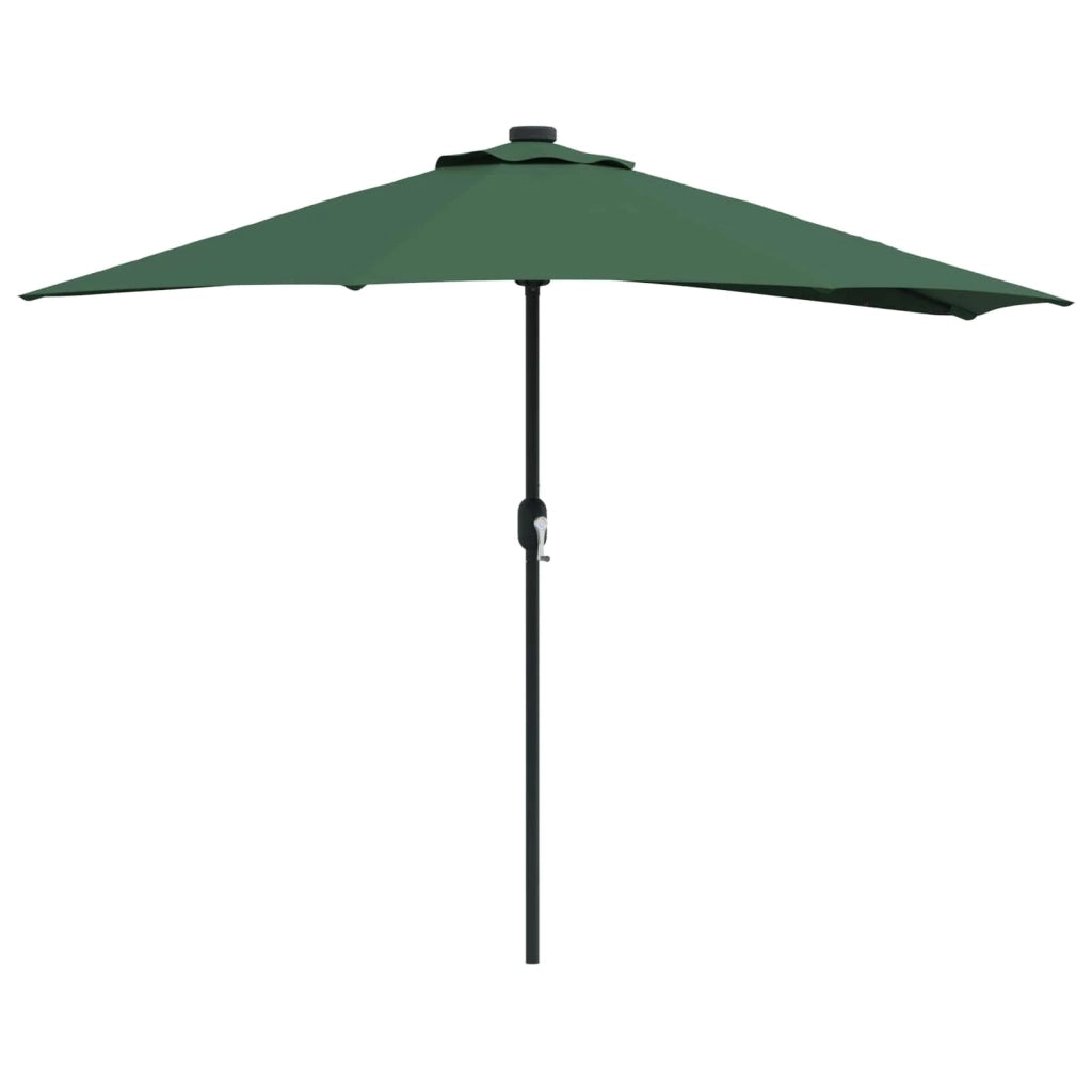 Ombrellone da giardino pieghevole moderno 294 x 150 x 224 cm con illuminazione a LED in poliestere verde 02_0058667